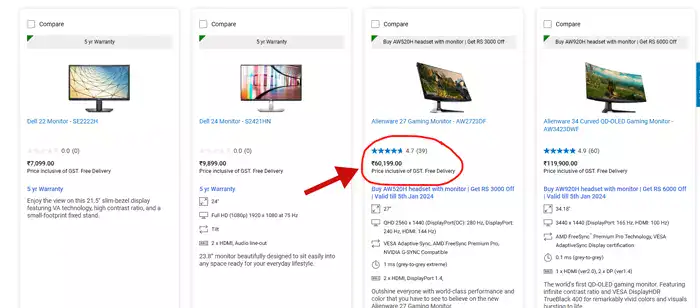 Dell Monitor Coupon Code with Free Shipping in India 2025: Up to Rs.3000 Discount 4 choose dell monitor