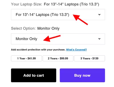 trio monitor select size