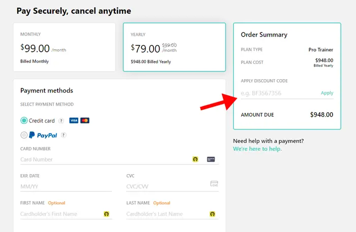 learnworlds checkout page